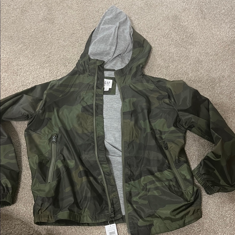 GAP Kids Green Camouflage Raincoat